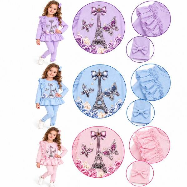 Exclusieve luxery set paris in lila-blauw-roze