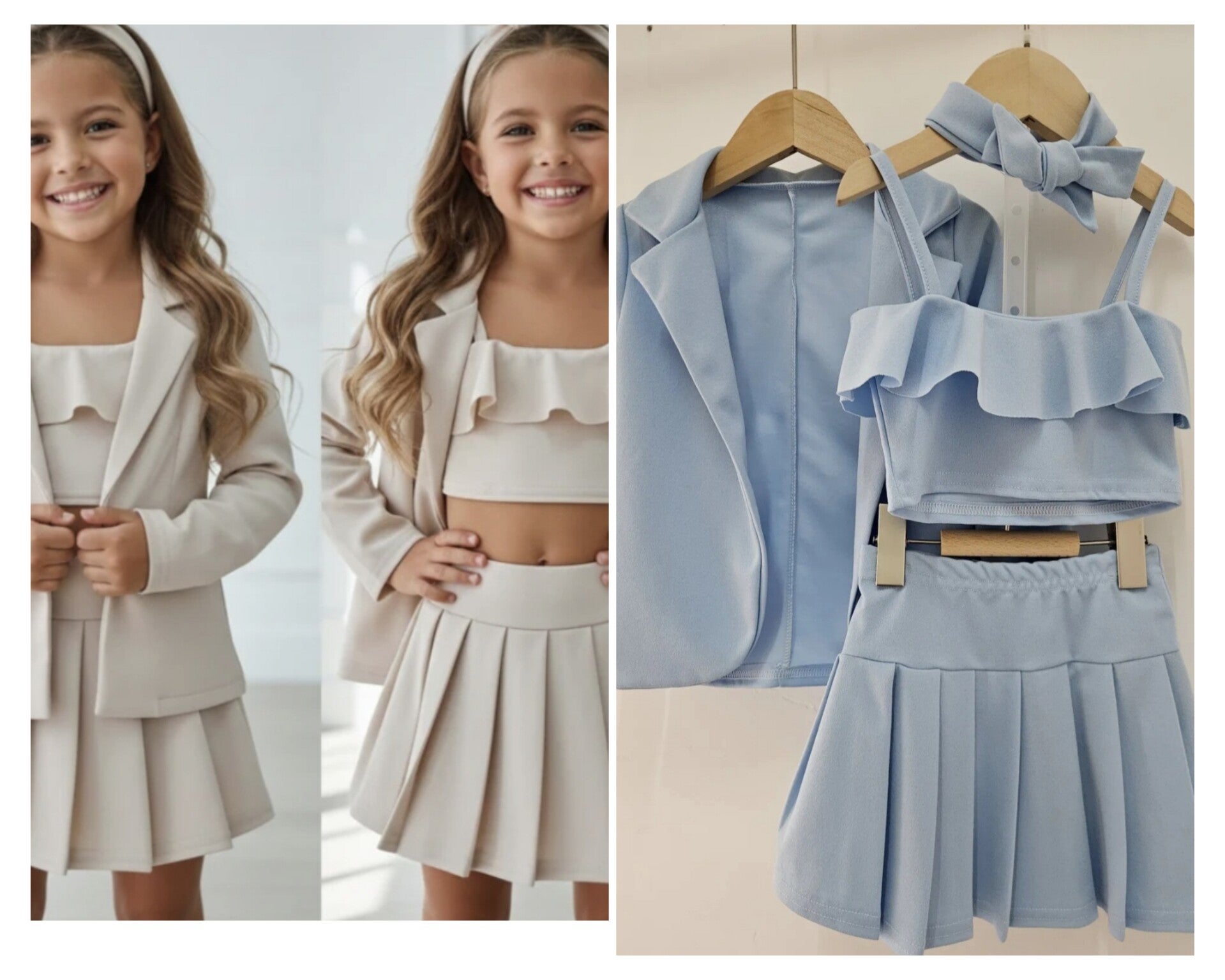 3-delige set la chica in blauw en beige