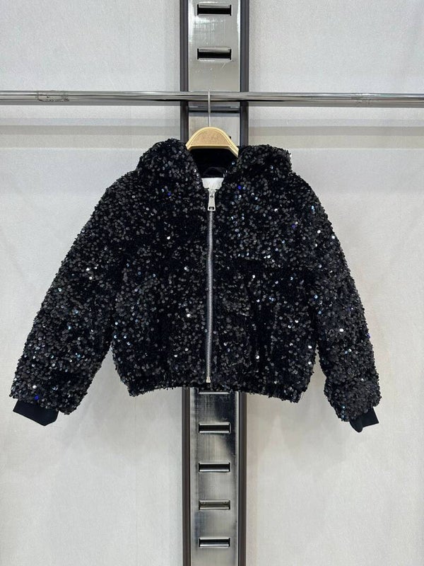 Jas black sparkle winterjas