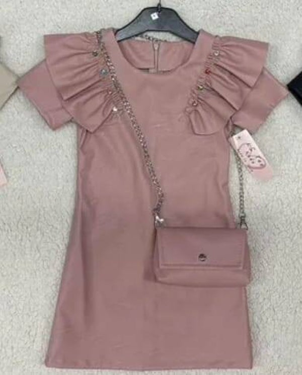 Ruffle jurk met tasje roze