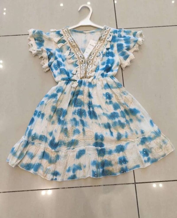 Ibiza dip dress blauw