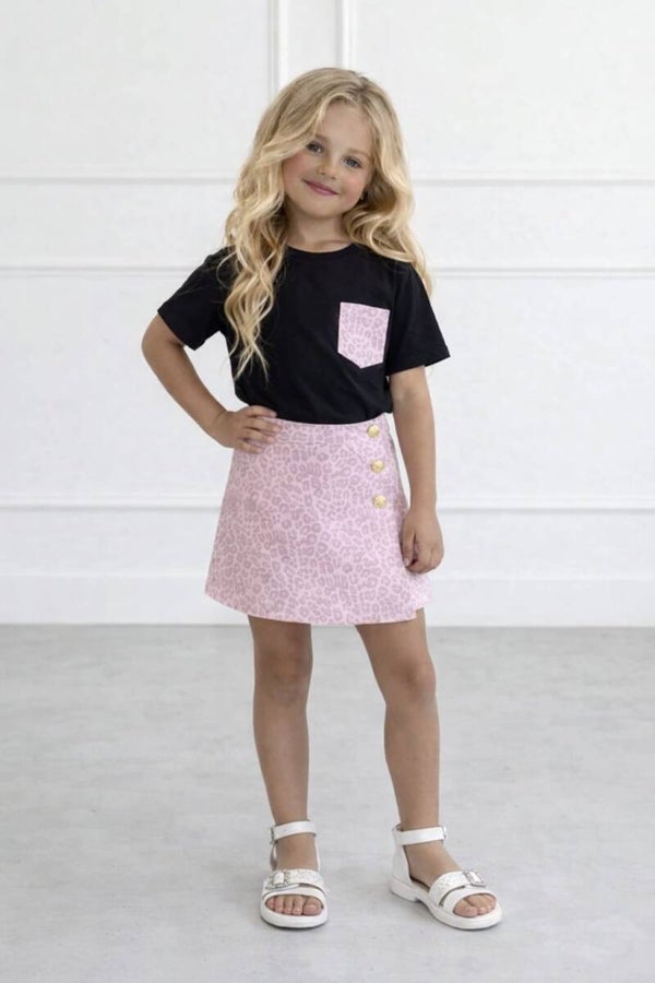 Leopard pink broekrok set