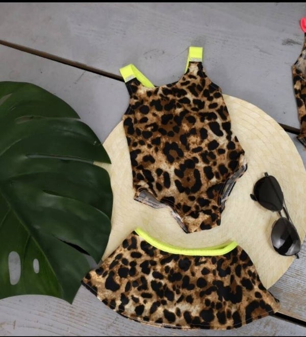 Leopard badpakje met rokje yellow