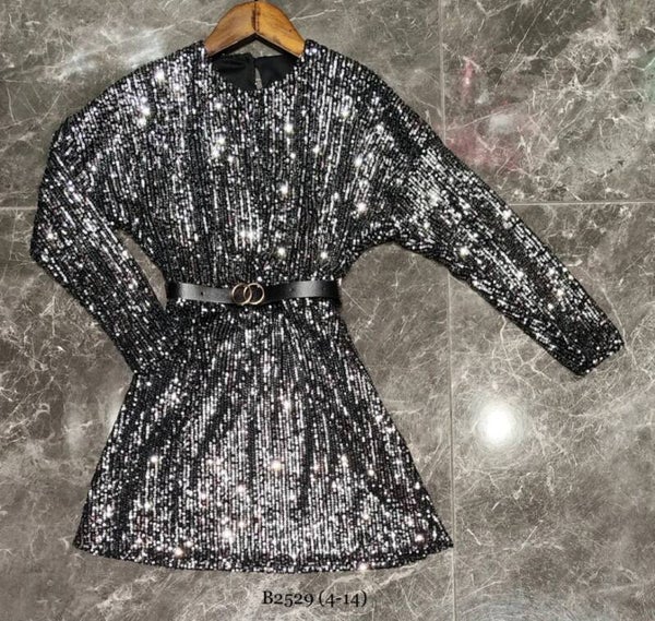 Glitterjurk black
