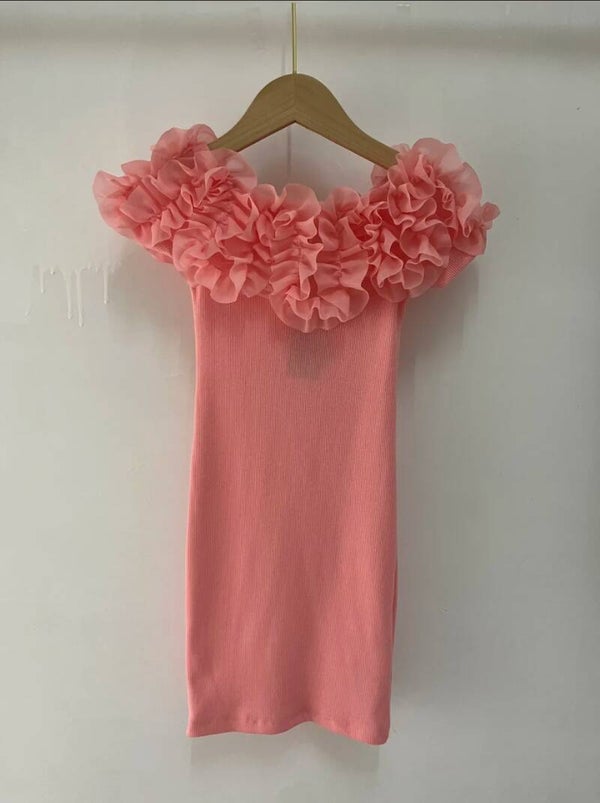 Ruffle jurk roze