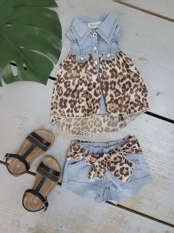 Leopard jeans set
