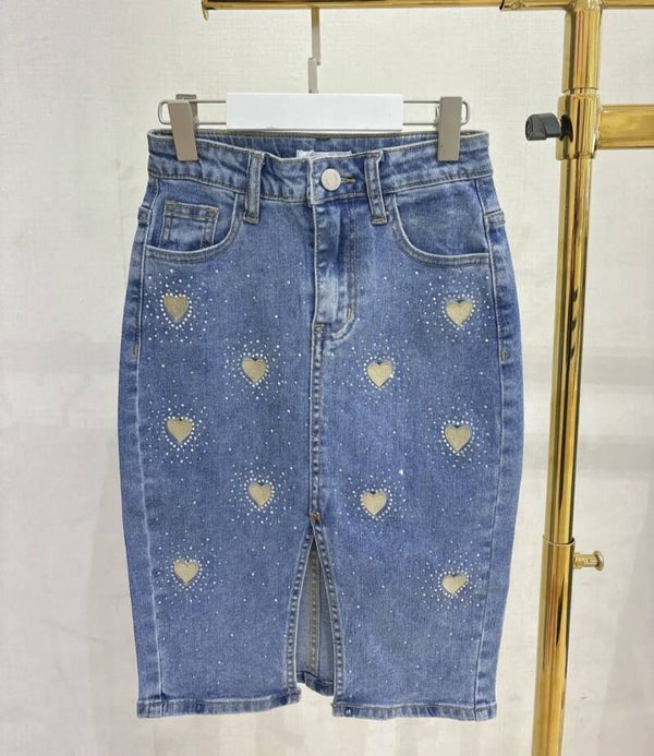 Jeans rok hart gold