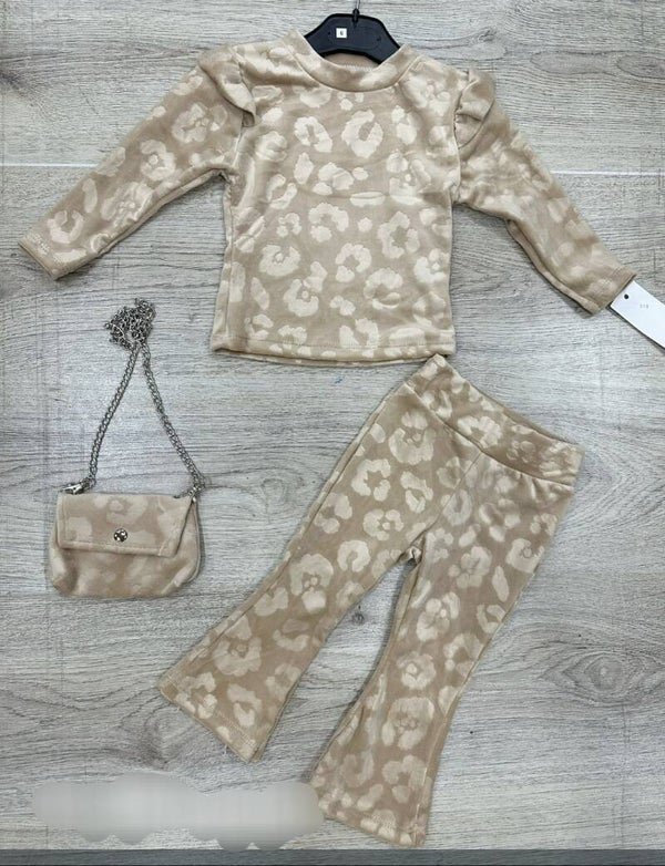Leopard flair set beige