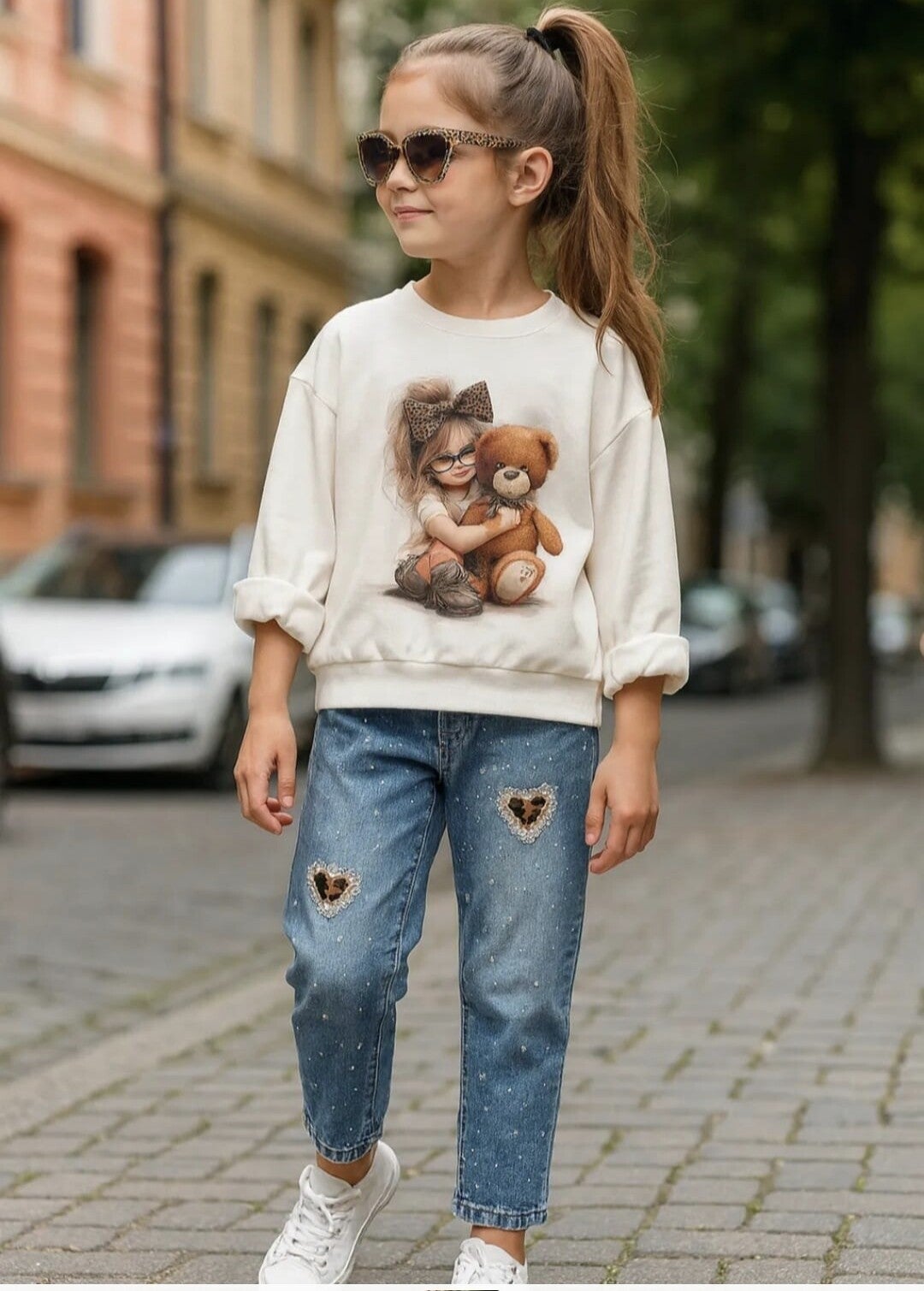 Jeansbroek leopard hart