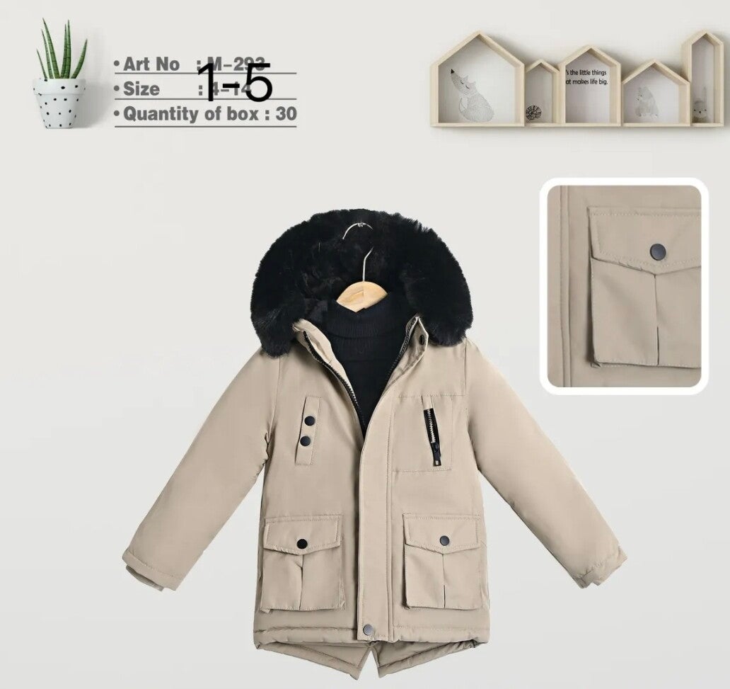 Winterjas jongen beige vanaf 1 jaar