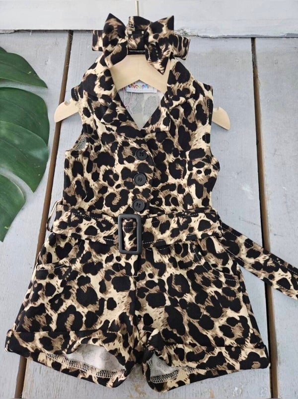Leopard jumpsuit met haarband