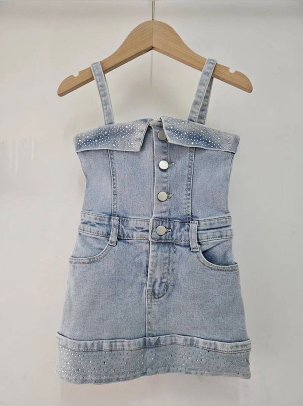 Jeans jurk licht bling