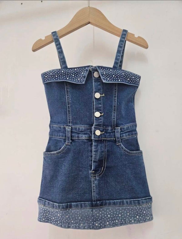 Jeans jurk bling