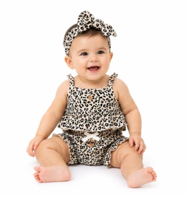 Baby leopard set met haarband
