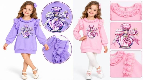 Exclusieve luxery jurk parfume in lila en roze