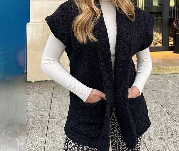 Teddy vest zwart