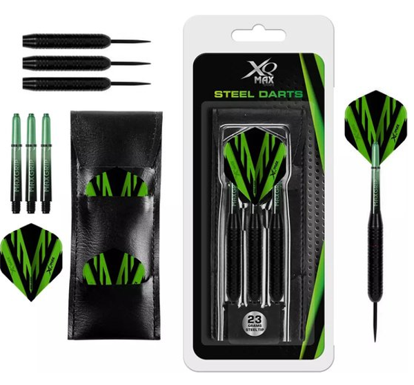 XQMax Black Coated Darts - Dartpijlen - 23 gram - zwart/groen