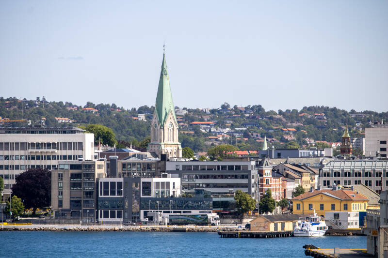 Kristiansand Skyline vom Wasser aus
