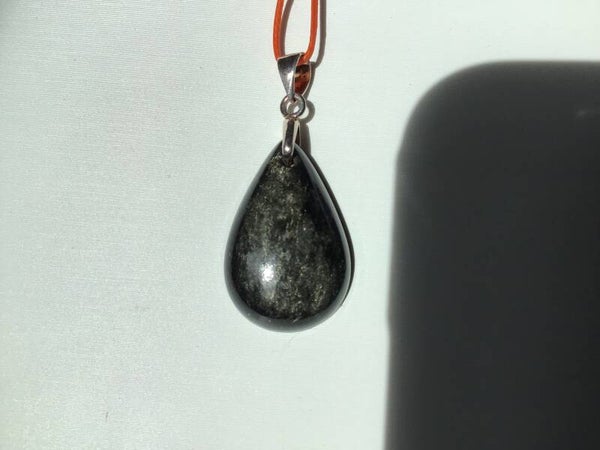Pendentif obsidienne dorée goutte