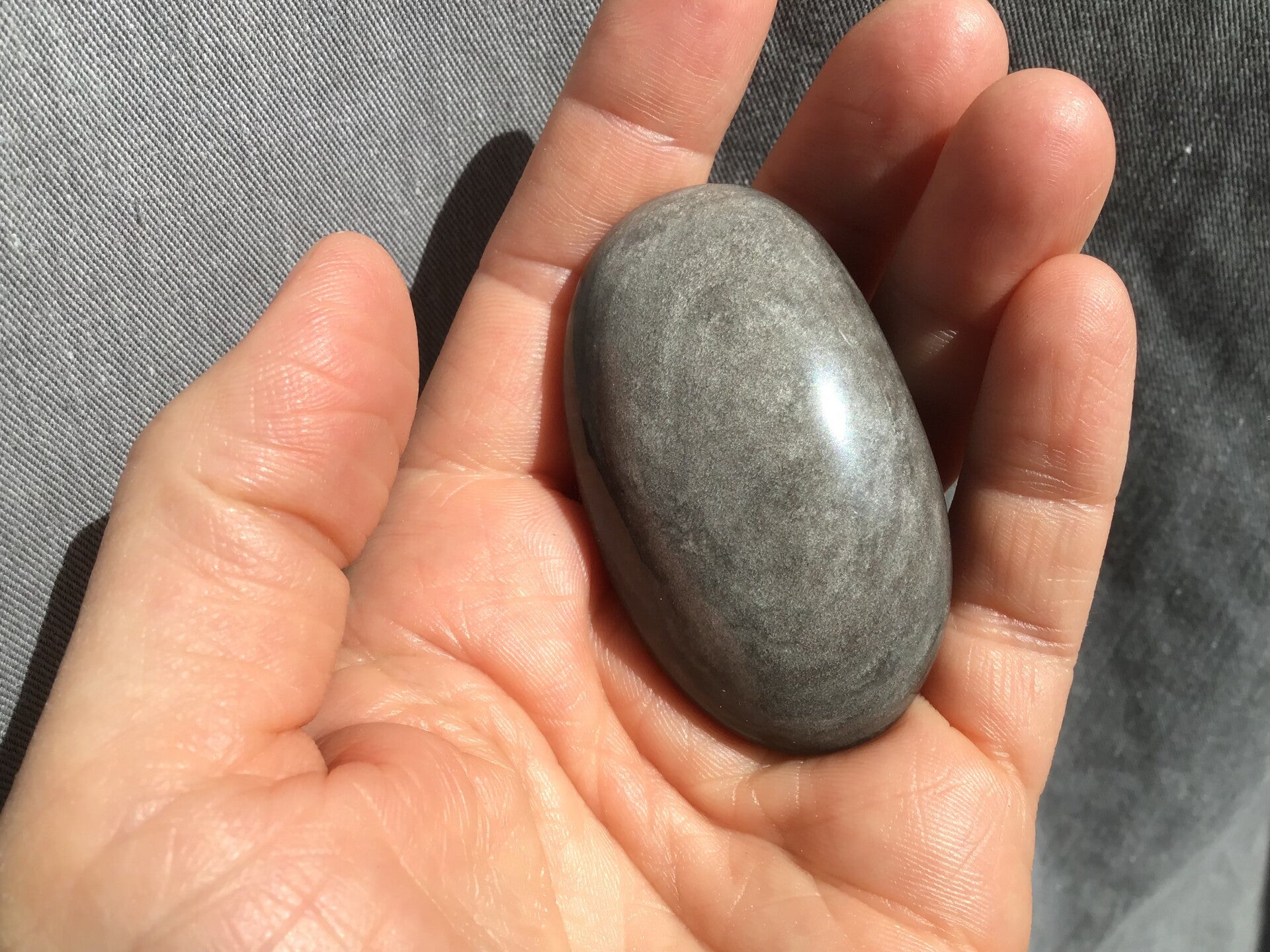 Galet obsidienne argent