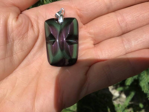Pendentif obsidienne oeil Celeste papillon