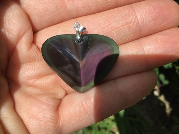Pendentif obsidienne oeil Celeste coeur