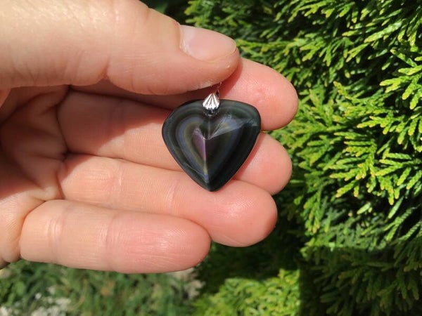 Petit pendentif coeur en obsidienne