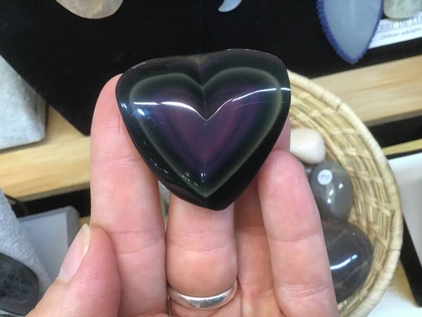 Coeur rose en obsidienne oeil celeste