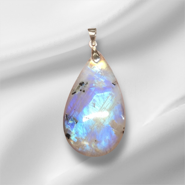 Pendentif goutte pierre de lune arc en ciel