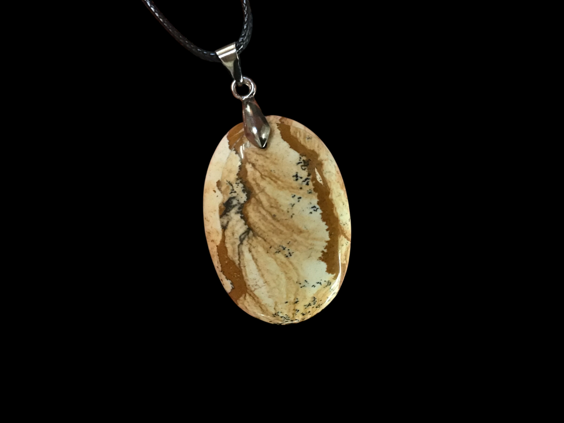 Pendentif jaspe paysage oval