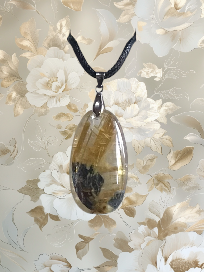 Pendentif quartz rutile dore | Mineraux et compagnie