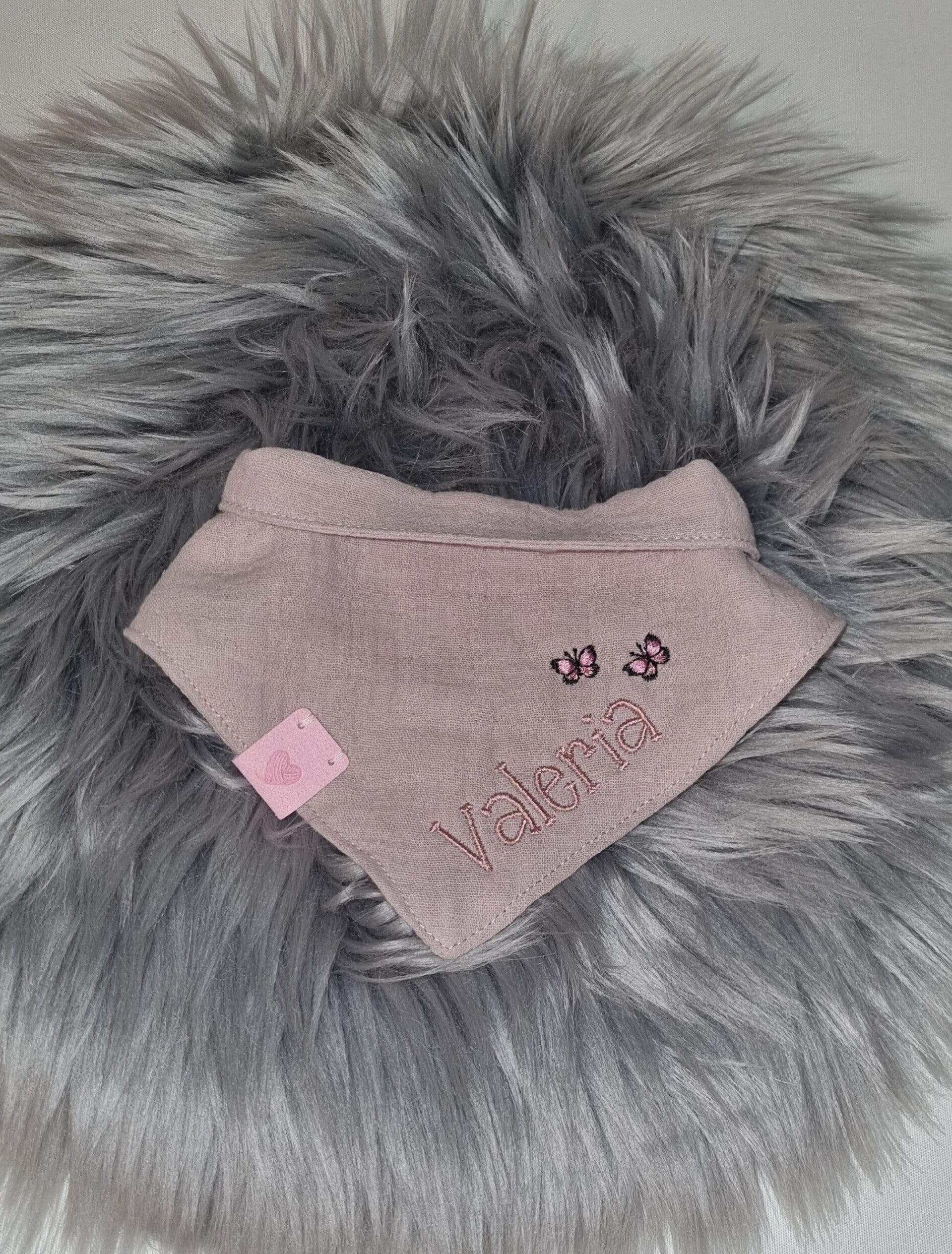 Halstuch „Valeria“ – Altrosa mit Schmetterlingen