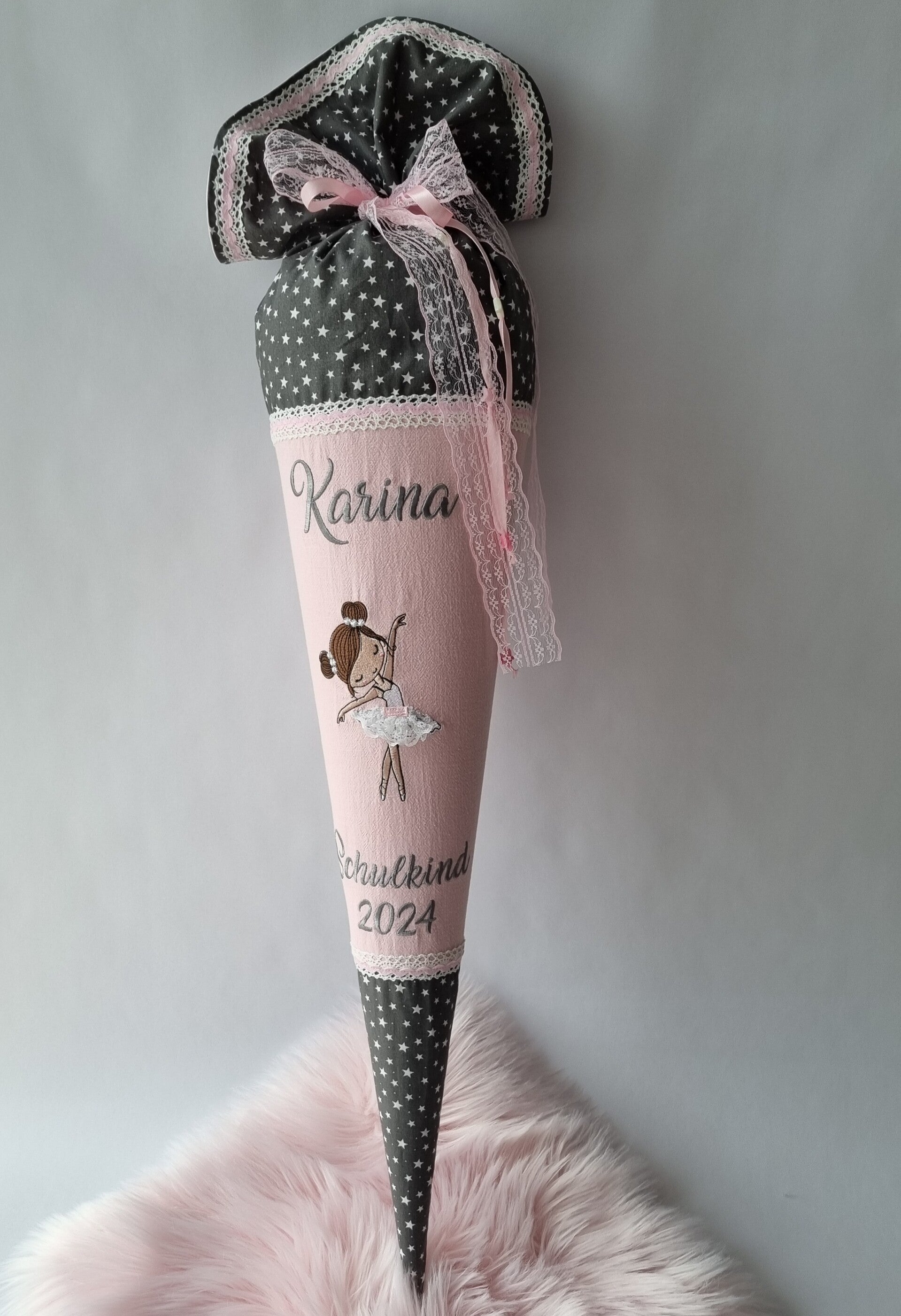 Personalisierte Schultüte Ballerina – Stoff Schultüte mit Name Mädchen
