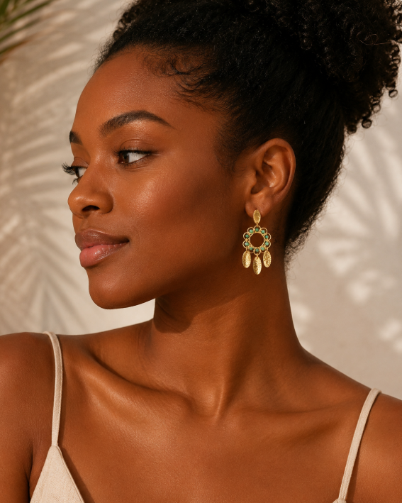 Boucles d'oreilles Émeraude en acier inoxydable 💚