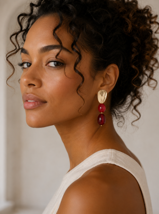 Boucles pendantes Prestige avec perle en résine 🍎
