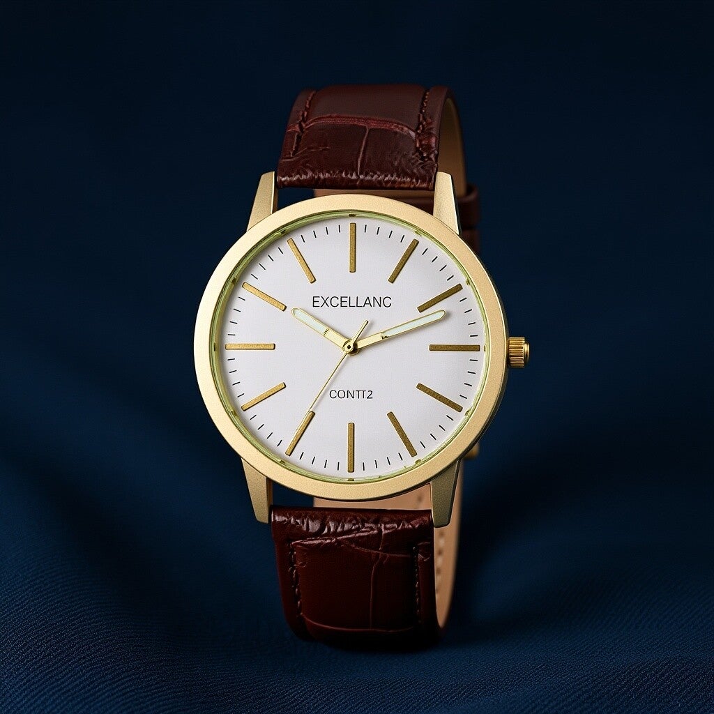 HELVETIA TIMEPIECES Excellanc Prestige Men’s Watch – Faux Leather Strap