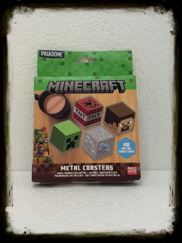 Minecraft – Set van 4 Metalen Onderzetters (Paladone) (EAN 5056577739473)