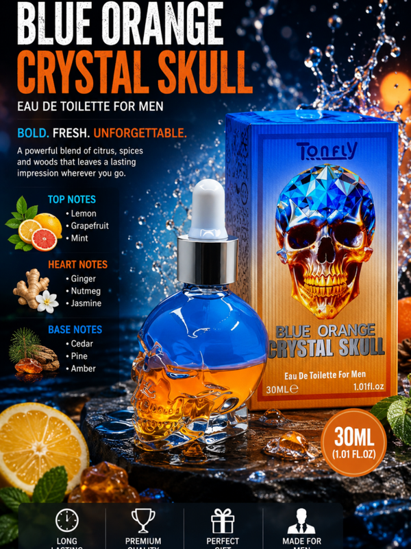 💙💀 Blue Orange Crystal Skull Eau de Toilette for Men 💀🧡