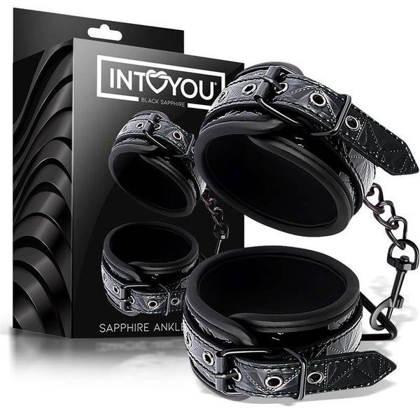Manchettes de cheville ajustables BLACK SAPPHIRE en cuir végétalien saphir