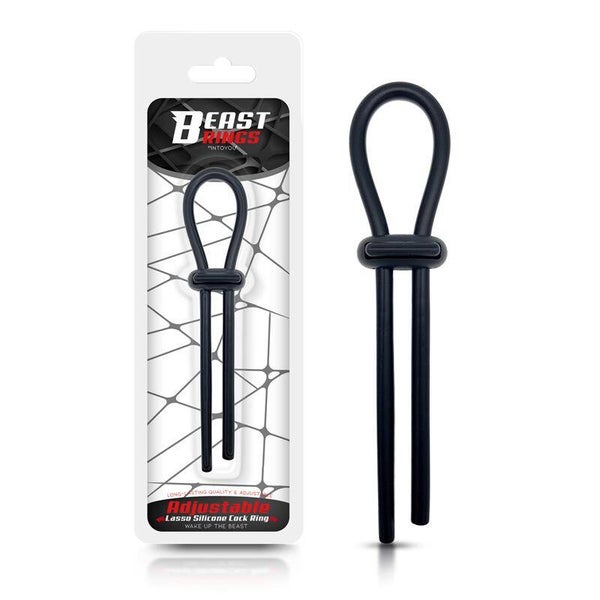 Anneau pénien ajustable BEAST RINGS en silicone solide noir