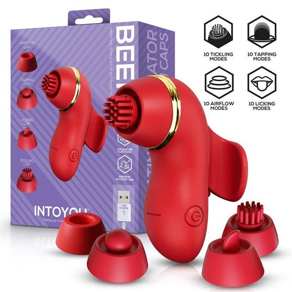 Stimulateur INTOYOU Beeny à 4 têtes, succion, tapotement, chatouillement et léchage