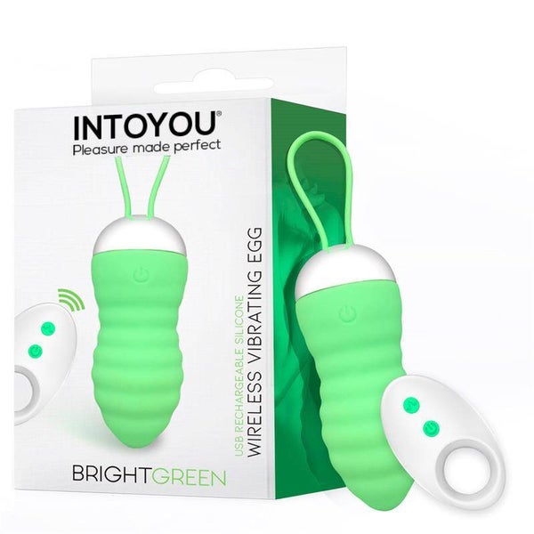 Œuf vibrant vert vif INTOYOU avec télécommande USB, en silicone