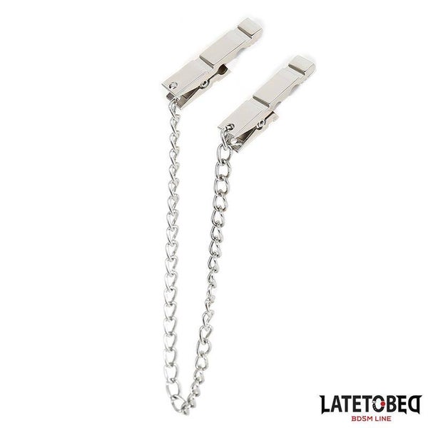 Pinces à tétons à chaîne LATETOBED BDSM LINE en zinc 40,5 cm