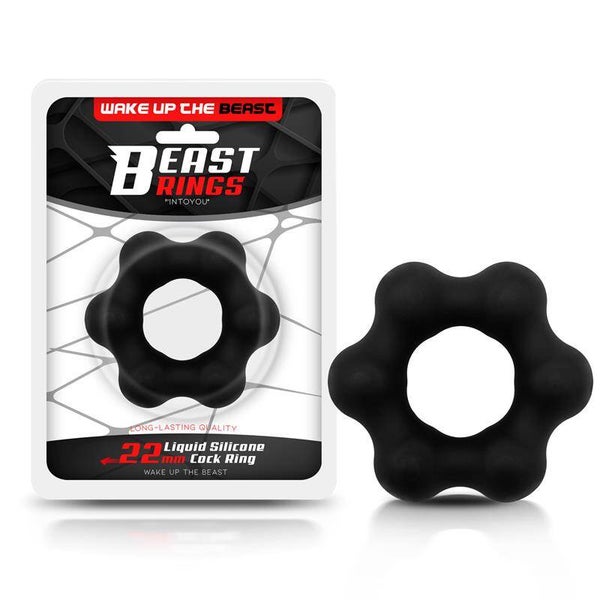 Anneau pénien BEAST RINGS en silicone liquide 2,2 cm noir