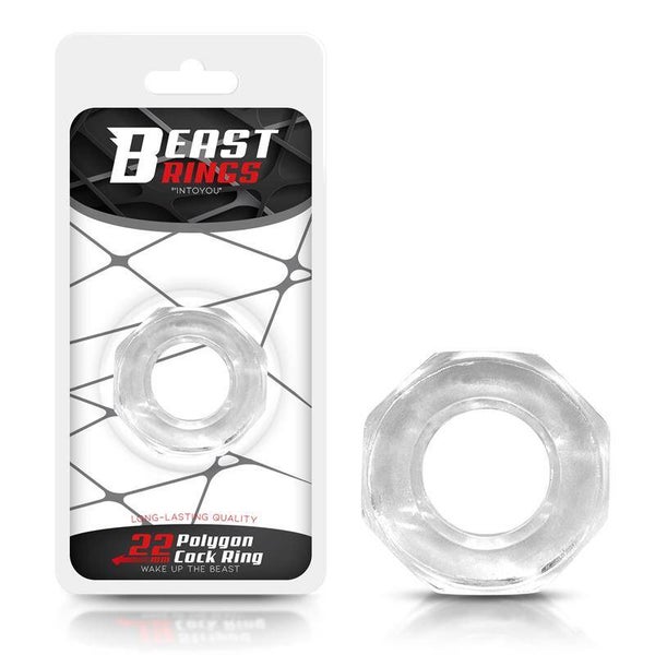 Anneau pénien BEAST RINGS Super Flexible Polygon 2,2 cm Transparent
