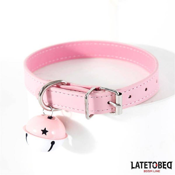 Collier BDSM LATETOBED avec clochette, rose ajustable