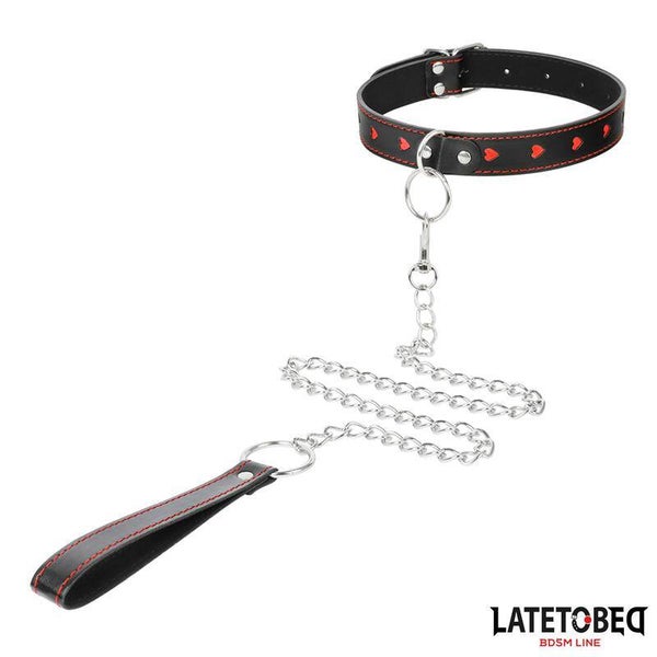 Collier BDSM LATETOBED avec laisse 52 cm