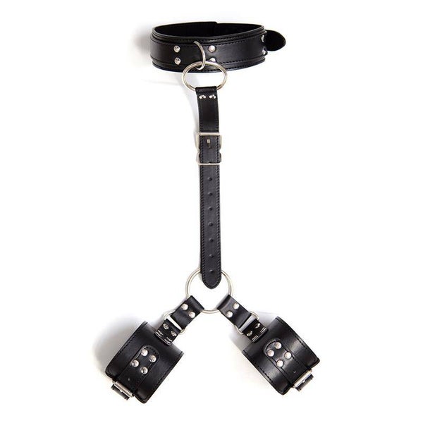 Collier BDSM LATETOBED avec sangles réglables, noir