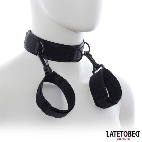 Collier BDSM LATETOBED avec entraves pour les poignets en nylon