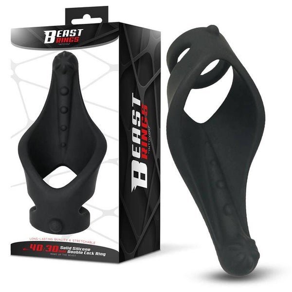 Anneaux péniens doubles BEAST RINGS en silicone solide 37/45 mm